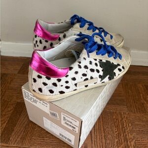 Golden goose superstar spotted sneakers fur pink